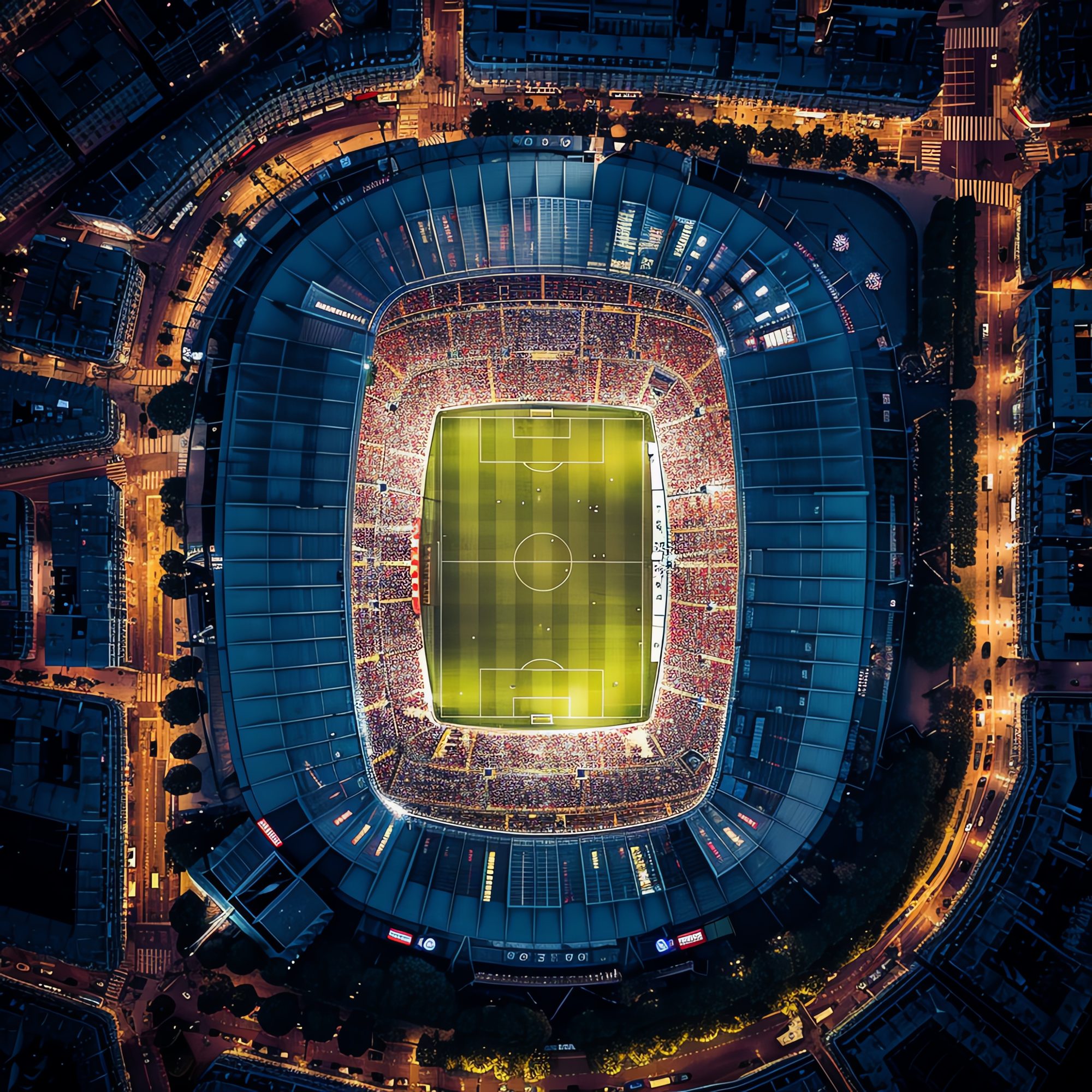 Aerial view of a football stadium